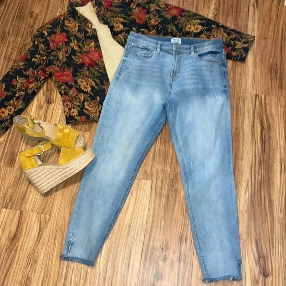 Kensie women’s jeans 32 14 vintage luxe cropped stretch ankle pants blue denim